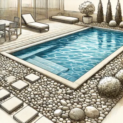 Top 10 des idées d'aménagement avec des graviers décoratifs pour sublimer votre jardin 9 8. Delimiter une piscine